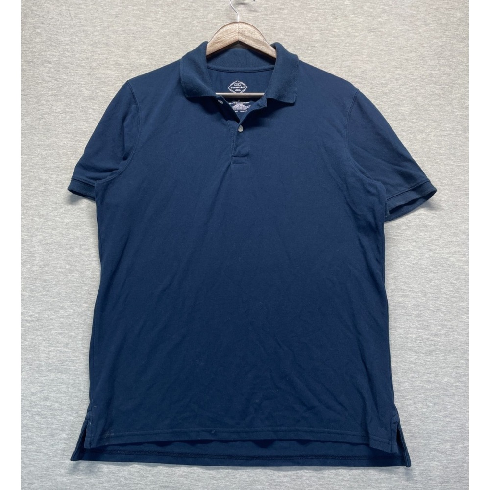 St. John's Bay Polo Shirt Mens Medium Navy Blue Slim Fit Easy Care Comfort Flex